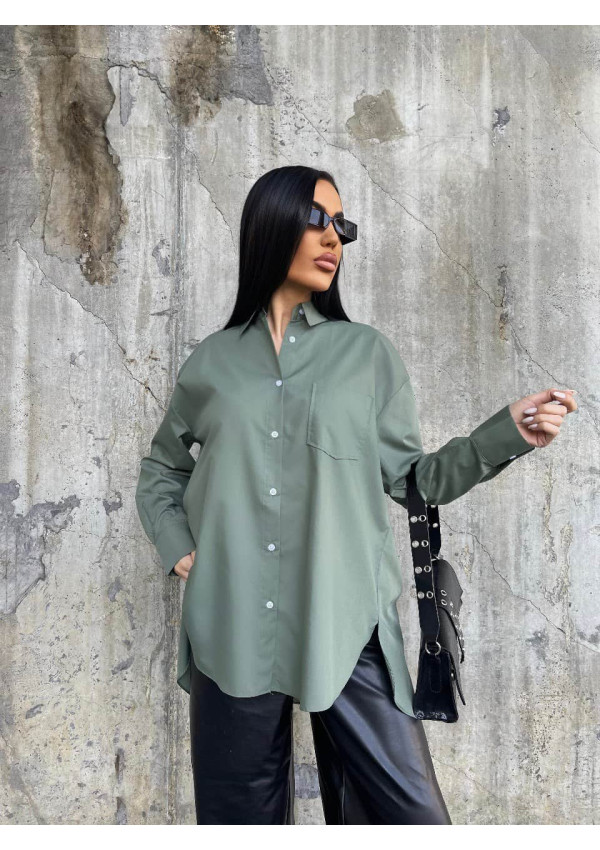 Oversize chaki spalvos marškiniai