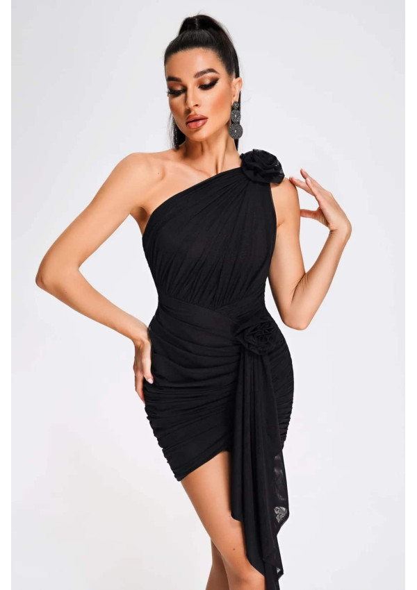 Maggie black one-shoulder dress