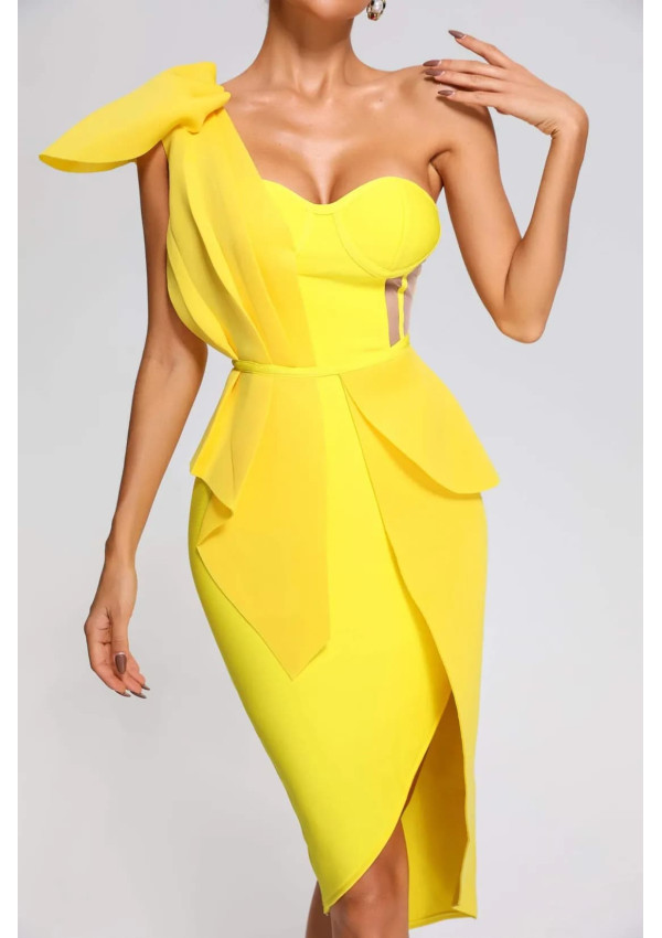 Spak bandage one-shoulder dress