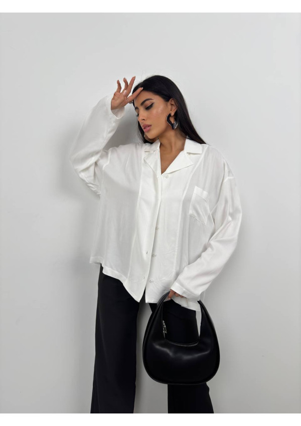 Oversize white viscose shirt