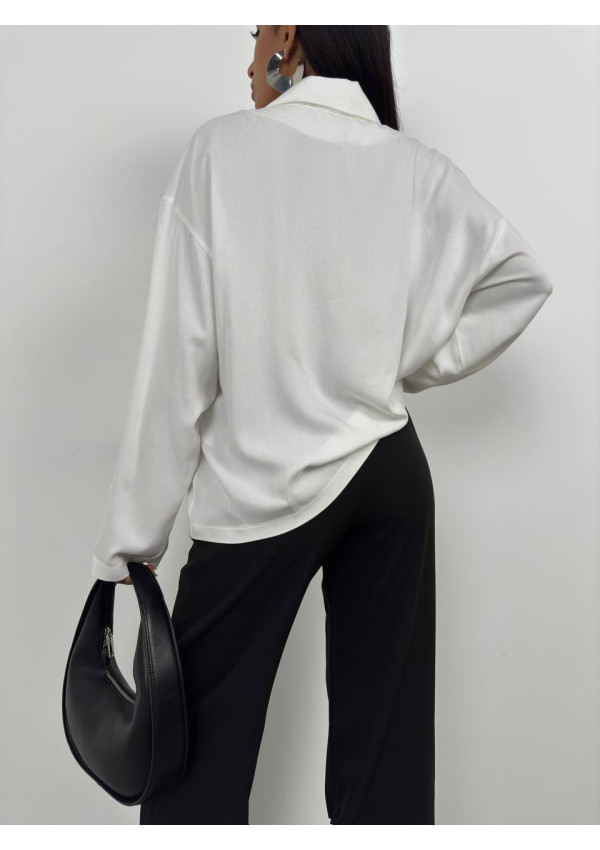 Oversize white viscose shirt