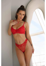Seksualus apatinio trikotažo komplektas "Julia red". Prabangus apatinis trikotažas