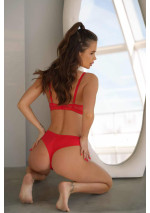 Seksualus apatinio trikotažo komplektas "Julia red". Prabangus apatinis trikotažas