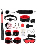 15 dalių pliušinis BDSM rinkinys | Švelniems žaidimams, fantazijoms