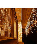 Girlianda-varvekliai su blykste 15m. 300LED šiltai balta