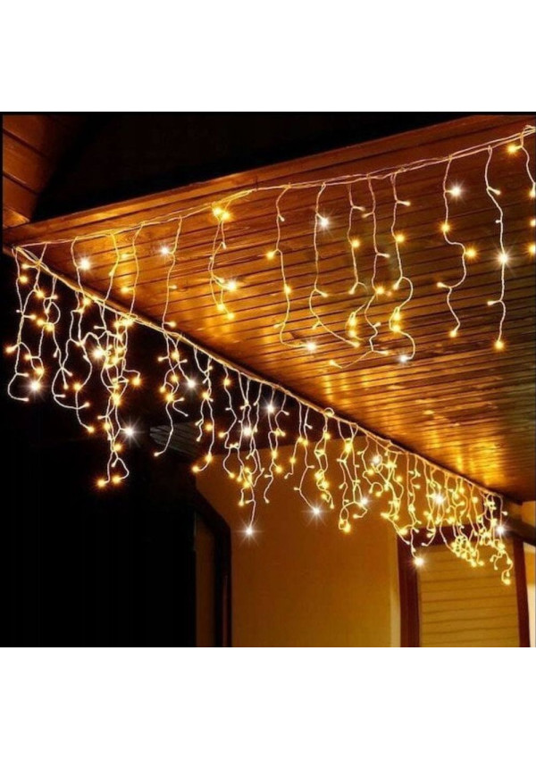 Girlianda-varvekliai su blykste 15m. 300LED šiltai balta