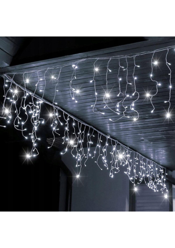 Girlianda-varvekliai su blykste 15m. 300LED šaltai balta