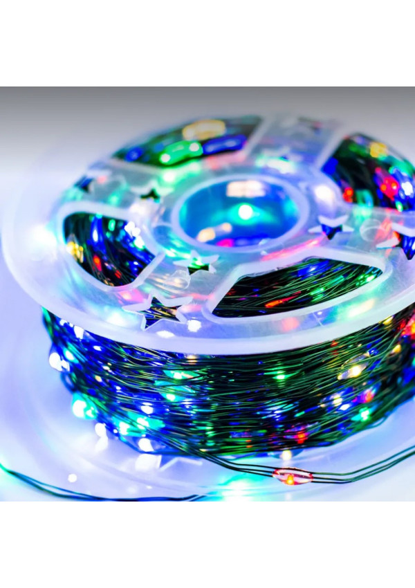 100m Vielinė Girlianda | Įvairiaspalvė | 1000 LED | Šventinis Apšvietimas